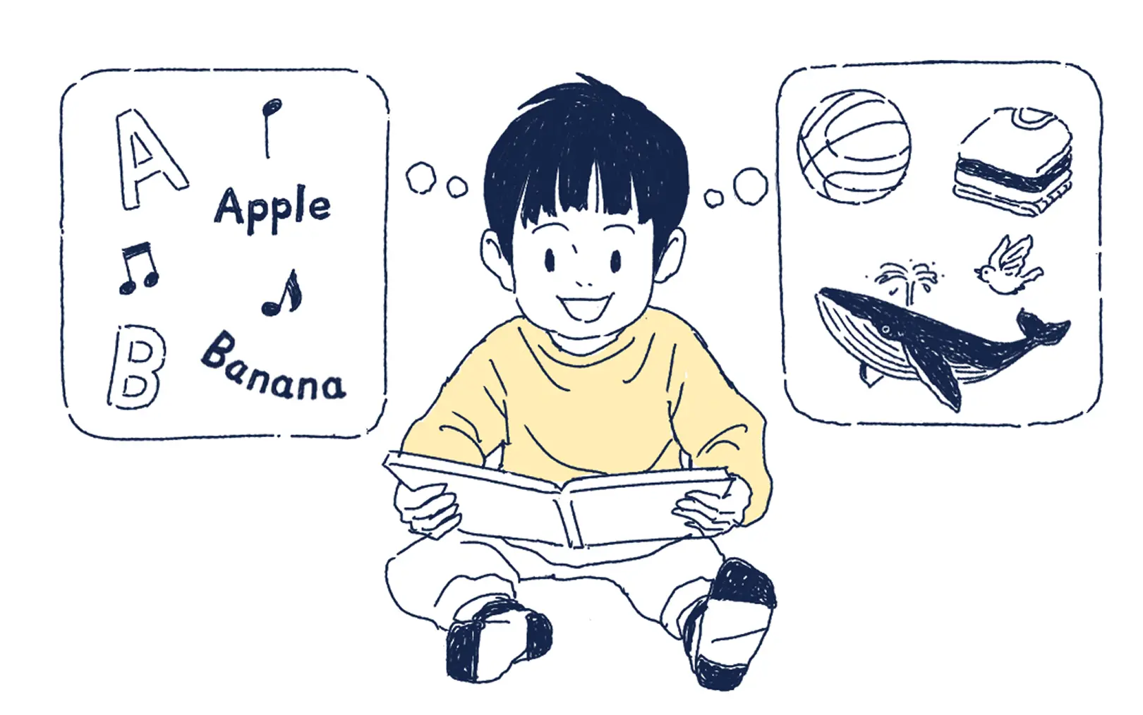子供が英語を学習するイラスト